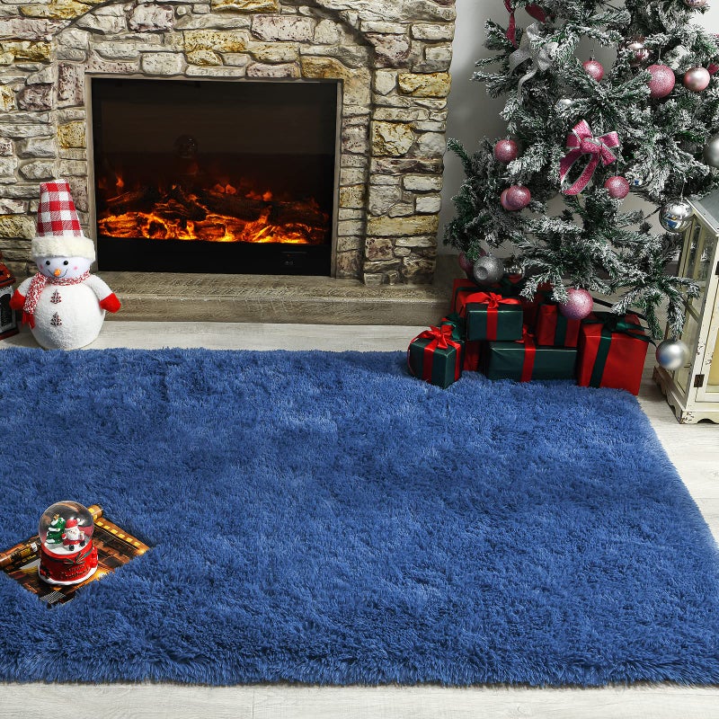 Andecor Soft Fluffy Bedroom Rugs, 5 x 8 Feet Indoor Shaggy Plush Area Rug for Boys Girls Kids Baby College Dorm Living Room Home Decor Floor Carpet, Light Navy - Image 5